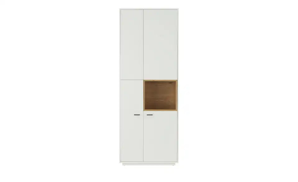 Jette Home Vitrine Coruna Seitenansicht – Tiefe 38 cm, Sockel Weiß, H 208 cm – Jette Home