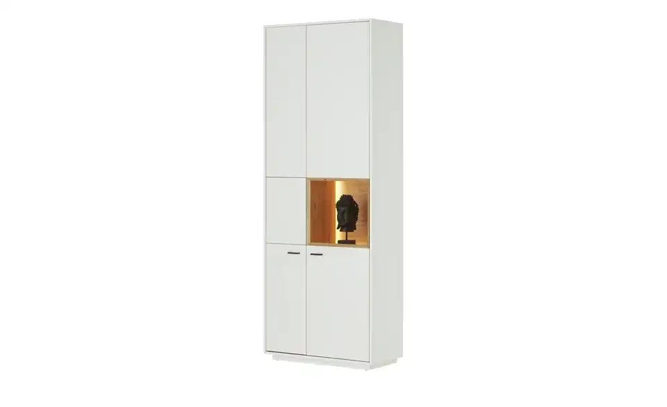 Jette Home Vitrine Coruna von vorne – 2 Drehtüren, Glasfront, Möbelgriff Schwarz – Jette Home