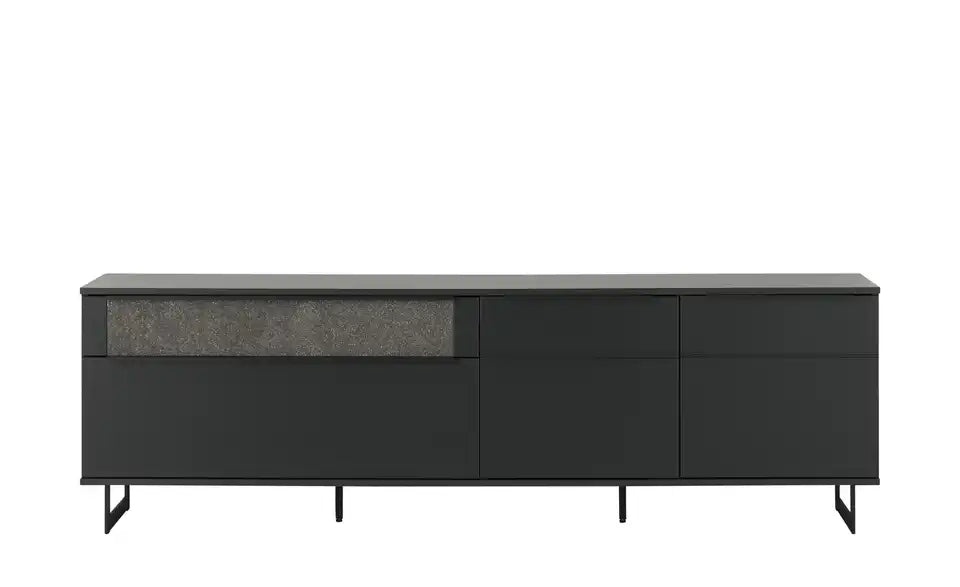 Jette Home Lowboard Stone Seitenansicht – Tiefe 46 cm, Kufengestell aus Metall – Jette Home