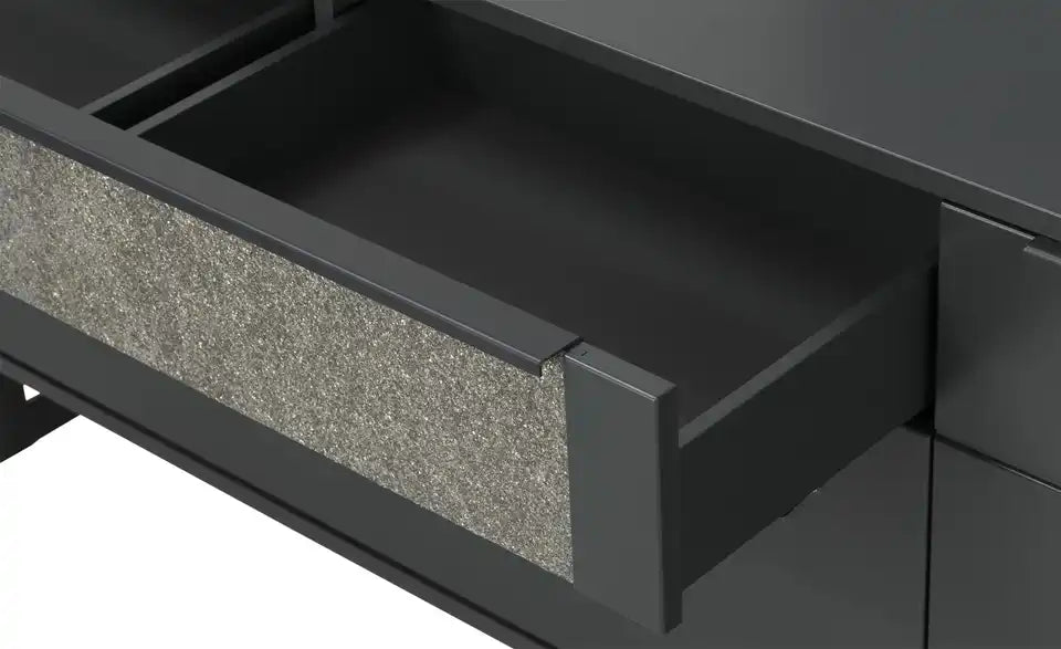 Jette Home Lowboard Stone Schraegansicht – 2 Drehtüren mit Türdämpfer, dunkelgraues Dekor – Jette Home