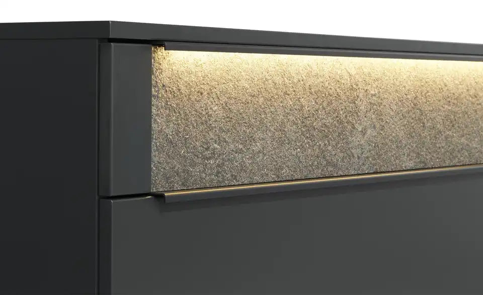Jette Home Lowboard Stone Draufsicht – Gesamthöhe 69 cm, breites TV-Möbel dunkelgrau – Jette Home