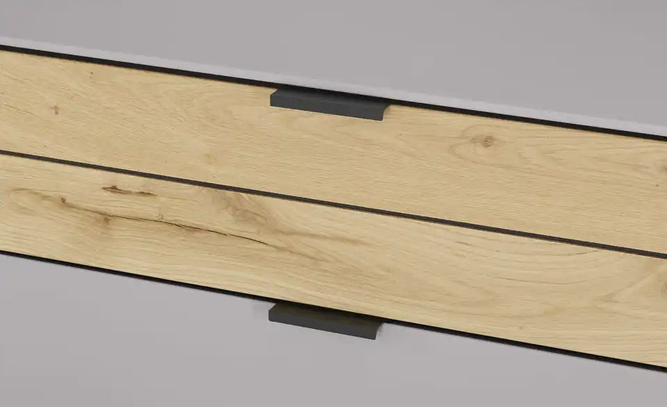 Jette Home Wohnkombination Como Detailansicht Material – Balkeneiche massiv stark gebürstet – Jette Home