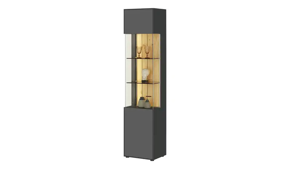 Jette Home Vitrine Como Seitenansicht – Tiefe 38 cm, Holzwerkstoff beschichtet Graphit – Jette Home