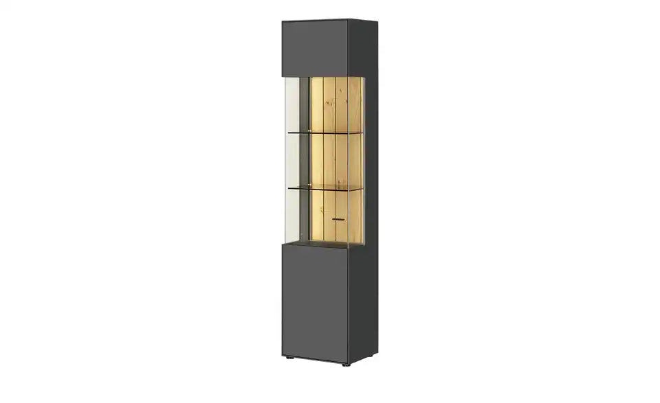 Jette Home Vitrine Como Detailansicht oben – optionales LED-Beleuchtungsset, Graphit – Jette Home