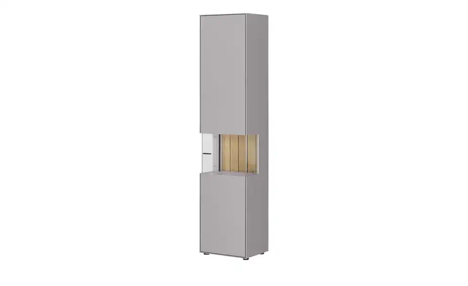 Jette Home Vitrine Como Schrägsicht – Holzwerkstoff beschichtet, schwarze Metallgriffe – Jette Home