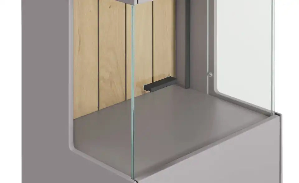 Jette Home Vitrine Como Innenansicht – 5 Einlegeböden, 3 verstellbar, Hellgrau – Jette Home