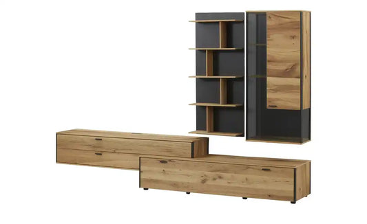 SCHÖNER WOHNEN Wohnkombination Andra Gesamtansicht – Eiche Anthrazit 303 cm – SCHÖNER WOHNEN Kollektion