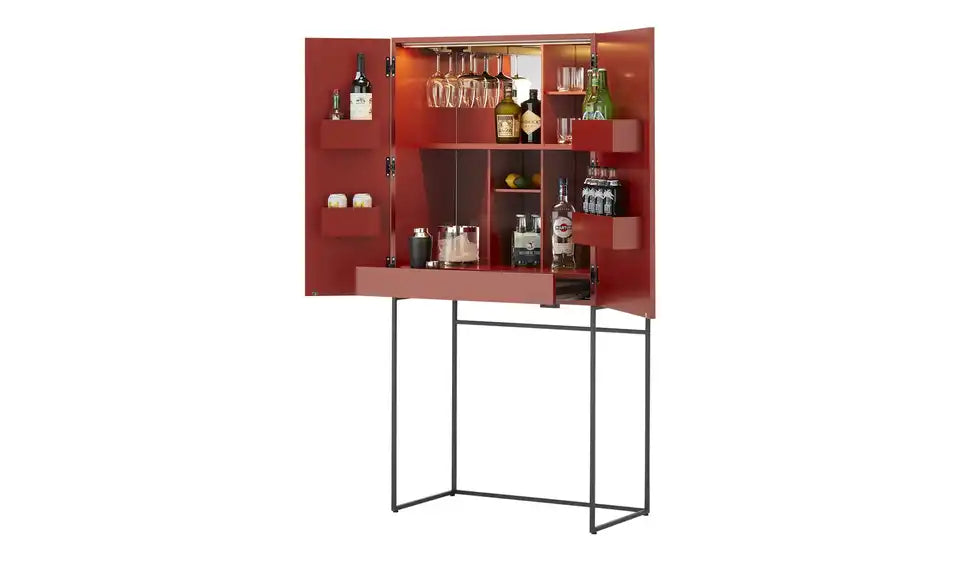 SCHÖNER WOHNEN Barschrank Amaya Detailansicht – LED-Sensorschaltung, Innenraum Rot – SCHÖNER WOHNEN