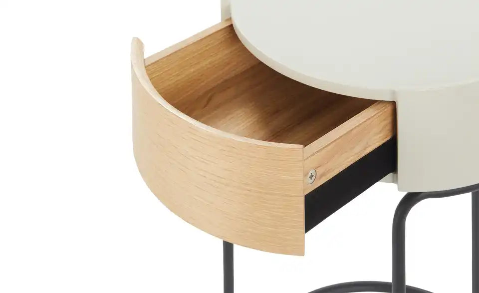 Jette Home Beistelltisch Mine im Raum – runde Form, Tischplatte Seidengrau RAL 7044 – Jette Home