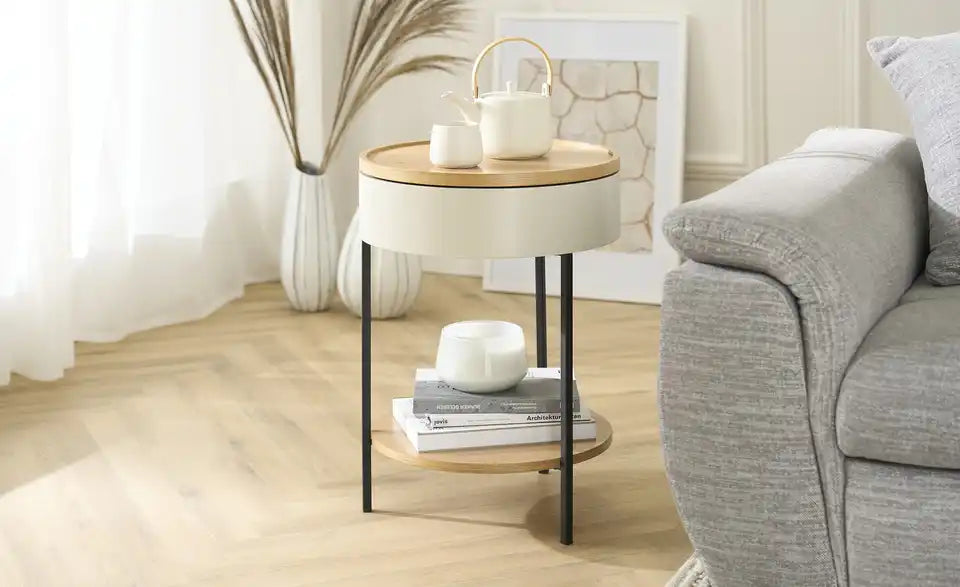 Jette Home Beistelltisch Secret Draufsicht – drehbare Tischplatte mit Fach darunter – Jette Home