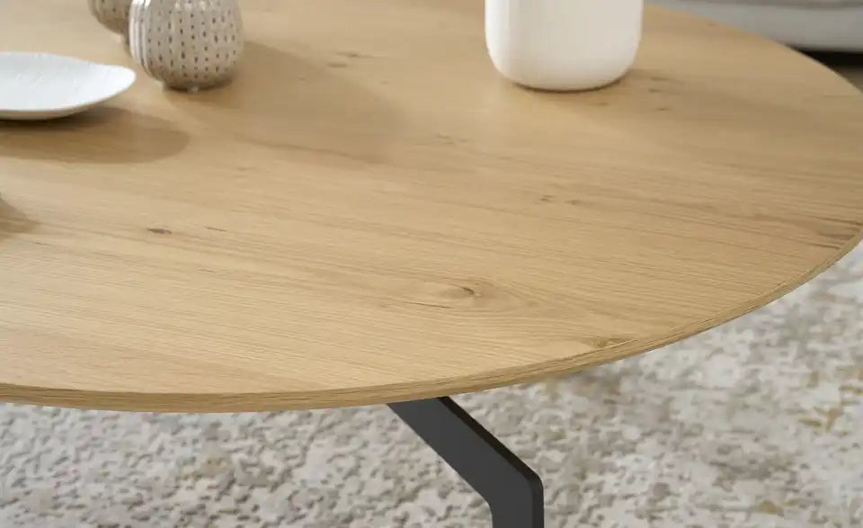 Jette Home Couchtisch Skip I im modernen Interieur – rund Eiche Spinnenfuß Schwarz – Jette Home