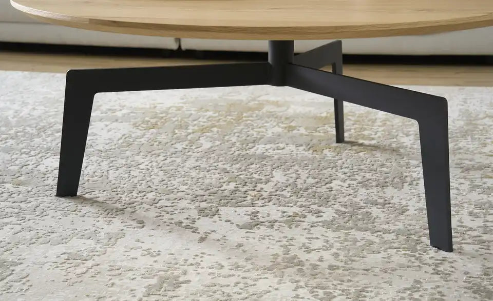 Jette Home Couchtisch Skip I freigestellt – Gesamtansicht Eiche MDF furniert Ø 100 cm – Jette Home