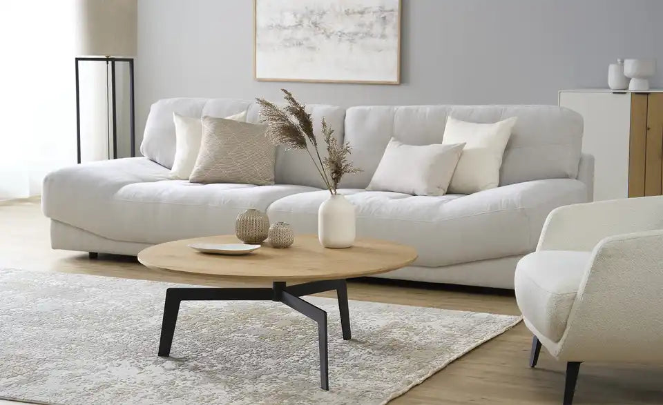 Jette Home Couchtisch Skip I Rückansicht – Industrieller Stil Eiche und schwarzes Metall – Jette Home