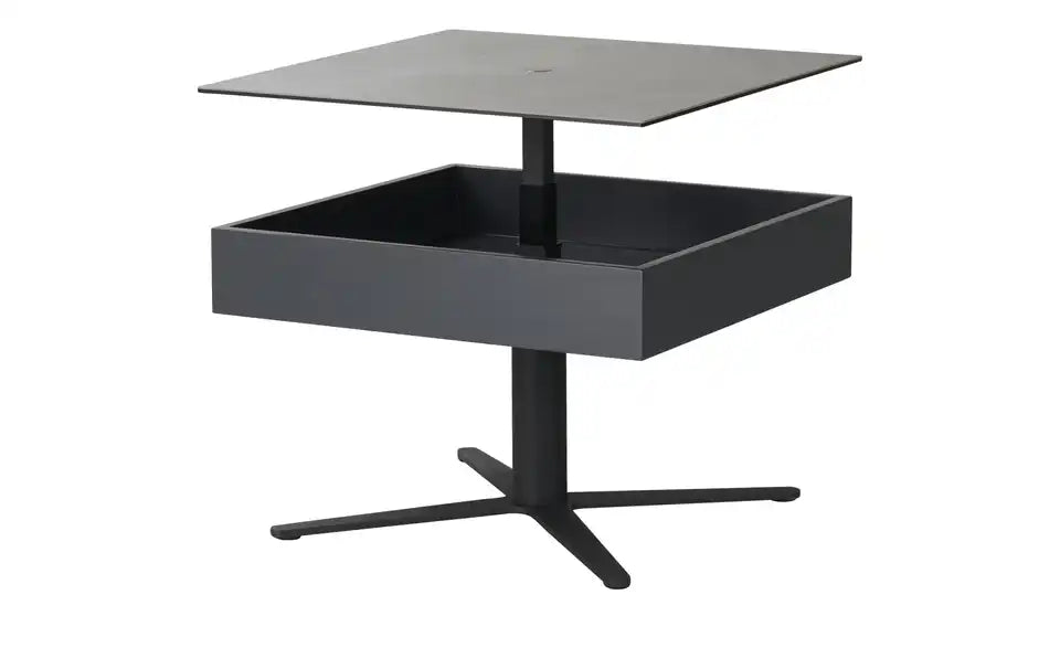 Jette Home Couchtisch Moxa II Gesamtansicht offen – Stauraum-Fach sichtbar, Steingrau – Jette Home