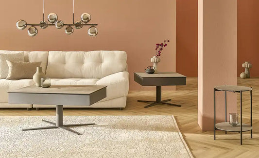 Jette Home Couchtisch Moxa II Gesamtansicht – Keramik-Tischplatte Steingrau, 70x70 cm – Jette Home