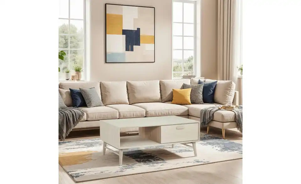 Furnhouse Couchtisch Gesamtansicht – Eiche bianco, 120x75x50 cm – Furnhouse