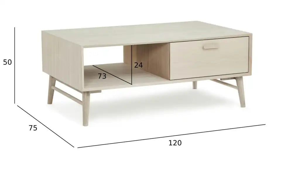 Furnhouse Couchtisch Schraegansicht hinten – skandinavisches Design, Eiche bianco – Furnhouse
