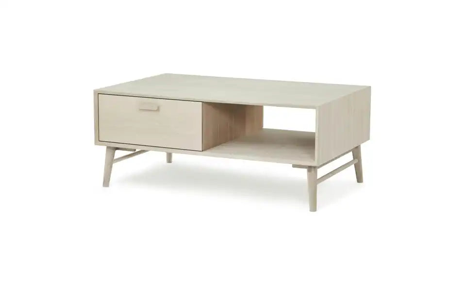 Furnhouse Couchtisch von vorne – Massivholz Eichenfurnier, weiß geölt – Furnhouse