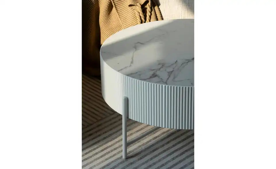 Furnhouse Couchtisch Milo Ambiente – Wohnzimmer Couchtisch Marmoroptik, rund, zeitlos – Furnhouse