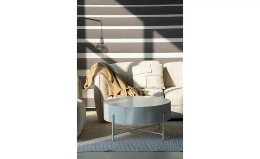 Furnhouse Couchtisch Milo Gesamtansicht – Marmoroptik Weiß, rund Ø 80 cm, 4-Fußgestell – Furnhouse