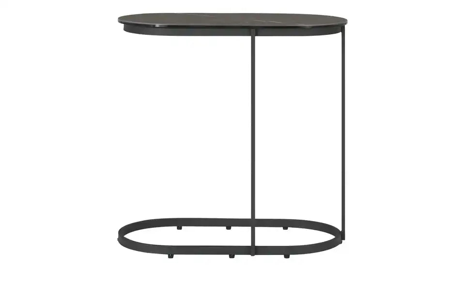 Jette Home Beistelltisch Trace Draufsicht – ovale Keramikplatte mit Glasauflage, Grau – Jette Home
