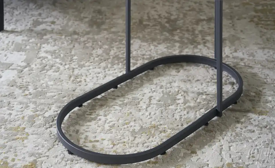 Jette Home Beistelltisch Trace Rückansicht – ovale Form, Gesamthöhe 55 cm, Grau – Jette Home
