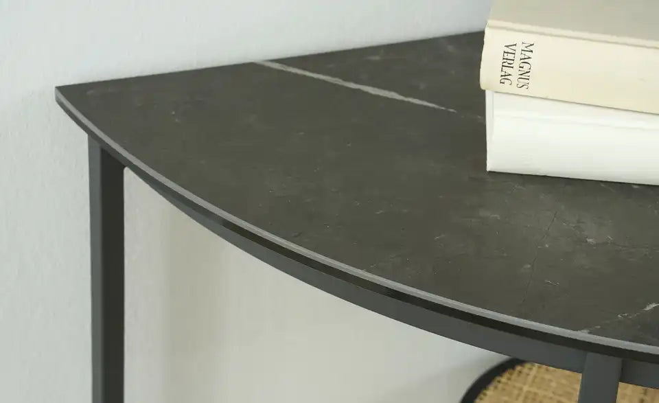 Jette Home Beistelltisch Scale Schrägsansicht – Ablage Sicherheitsklarglas, 4-Fußgestell – Jette Home
