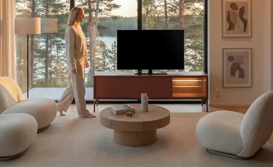 Love it TV-Lowboard Flumeri Nahaufnahme Gestell – Metallfüße Mauve mit Gleitern – Love it