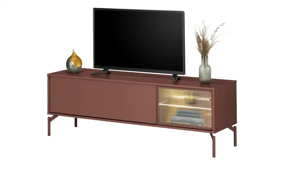 Love it TV-Lowboard Flumeri Nahaufnahme Front – Holzwerkstoff Mauve mit Glas – Love it