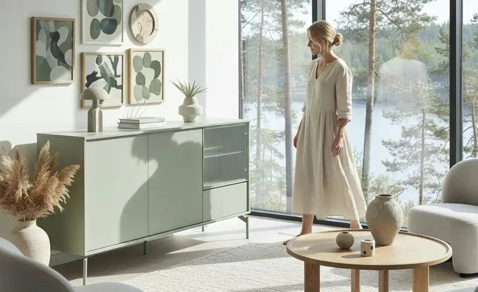 Love it Sideboard Flumeri Gesamtansicht – kaschmirfarben, LED-Farbwechselbeleuchtung – Love it