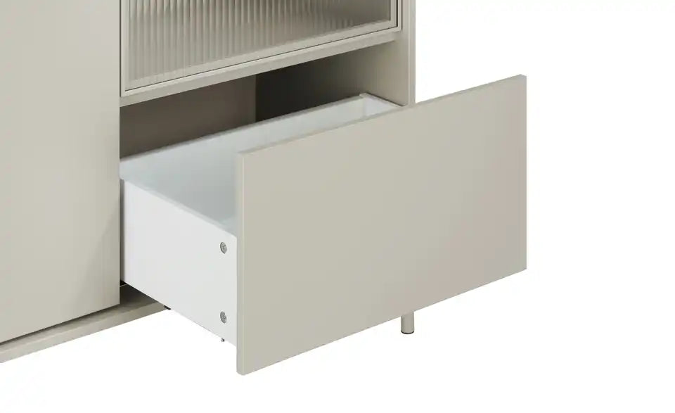 Love it Highboard Flumeri im Raum – modernes Highboard kaschmirfarben mit Beleuchtung – Love it