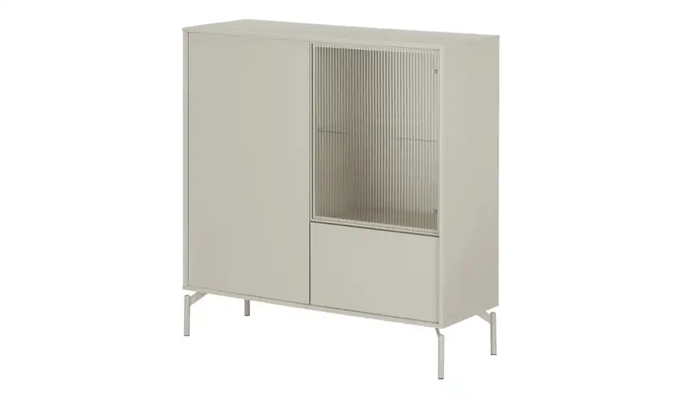 Love it Highboard Flumeri von vorne – Push-to-Open, Glaskantenbeleuchtung kaschmirfarben – Love it