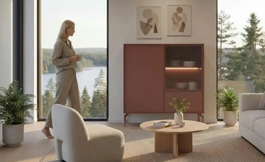 Love it Highboard Flumeri Gesamtansicht – Mauve, Glaskantenbeleuchtung, Push-to-Open – Love it