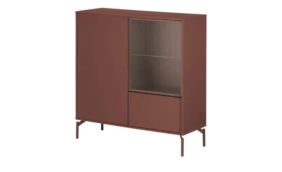 Love it Highboard Flumeri von vorne – Mauve Hochglanz, LED-RGB-Beleuchtung, 113,5 cm breit – Love it
