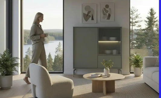 Love it Highboard Flumeri Gesamtansicht – Salbeigrün, LED-RGB-Beleuchtung – Love it
