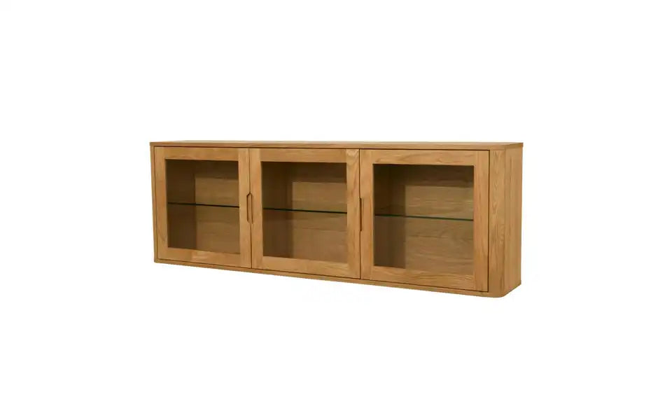 Furnhouse Hängevitrine von vorne – 3 Drehtüren mit Glas, Eiche Furnier – Furnhouse