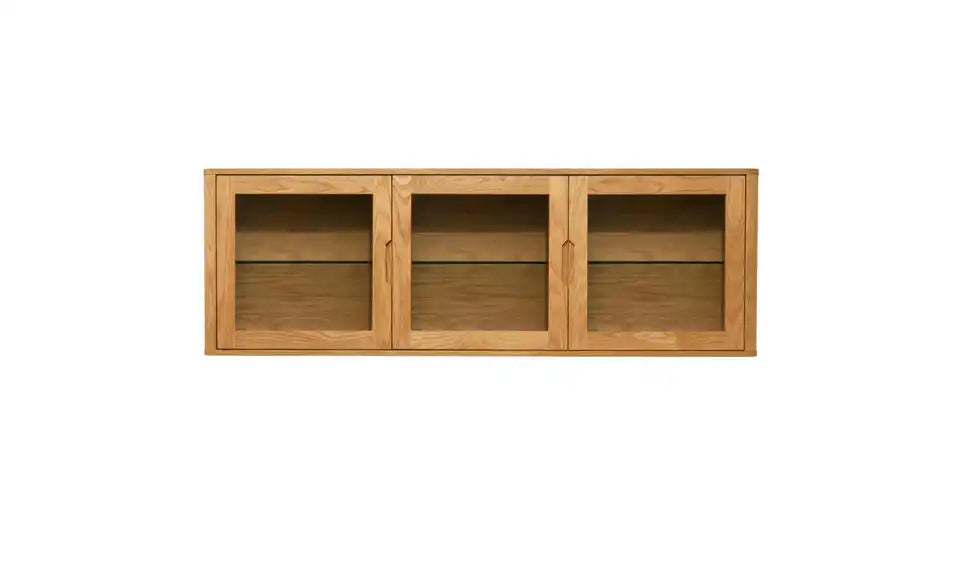 Furnhouse Hängevitrine Glasböden Detailansicht – 3 verstellbare Glasböden, Eiche innen – Furnhouse