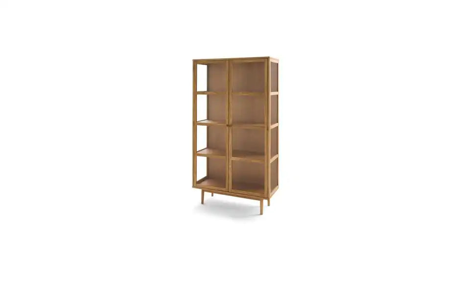 Furnhouse Vitrine von vorne – 2 Drehtüren mit Glaseinsatz, 4-Fußgestell Eiche – Furnhouse