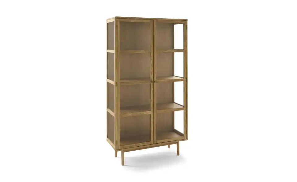 Furnhouse Vitrine Nahaufnahme Material – Eichenfurnier lackiert, gehärtetes Glas Tür – Furnhouse