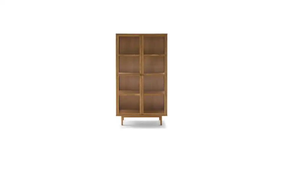 Furnhouse Vitrine Innenansicht – 3 verstellbare Einlegeböden, Eiche Furnier innen – Furnhouse