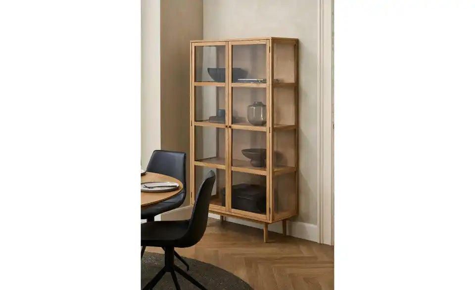 Furnhouse Vitrine Seitenansicht – MDF-Eichenfurnier, Tiefe 40 cm, skandinavisch – Furnhouse