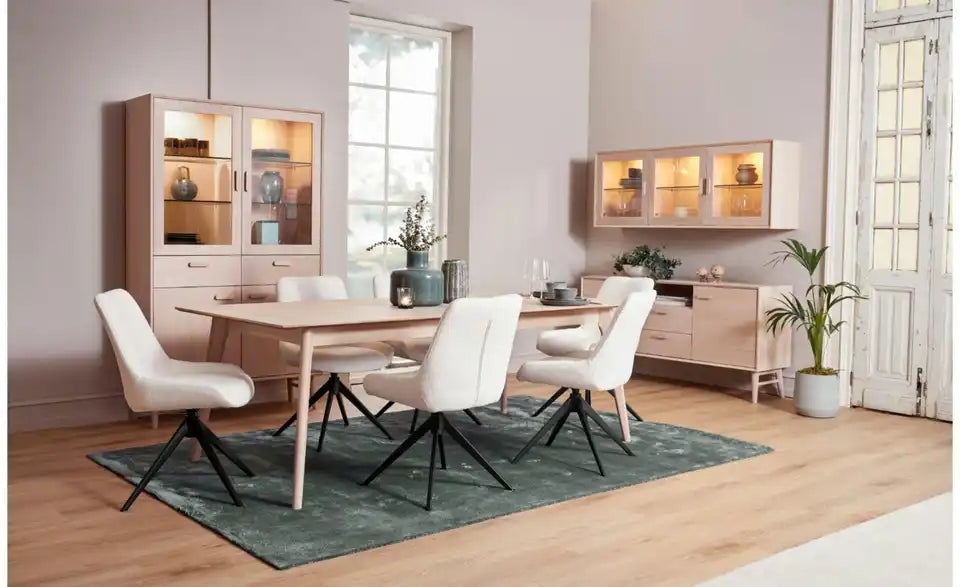 Furnhouse Hängevitrine Gesamtansicht – Eiche bianco Massivholz, 160x60 cm – Furnhouse