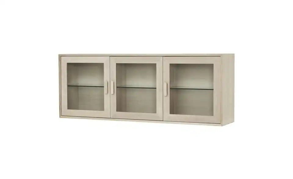 Furnhouse Hängevitrine von vorne – 3 Drehtüren mit Glaseinsatz, Beleuchtung – Furnhouse