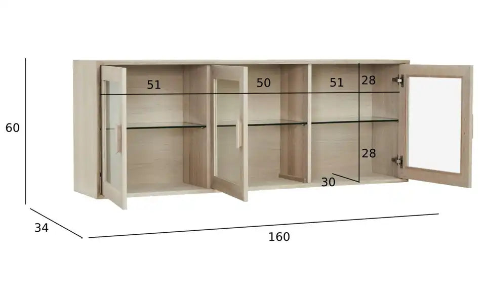 Furnhouse Hängevitrine Detail Korpus – Holzwerkstoff und Massivholz Eiche bianco – Furnhouse