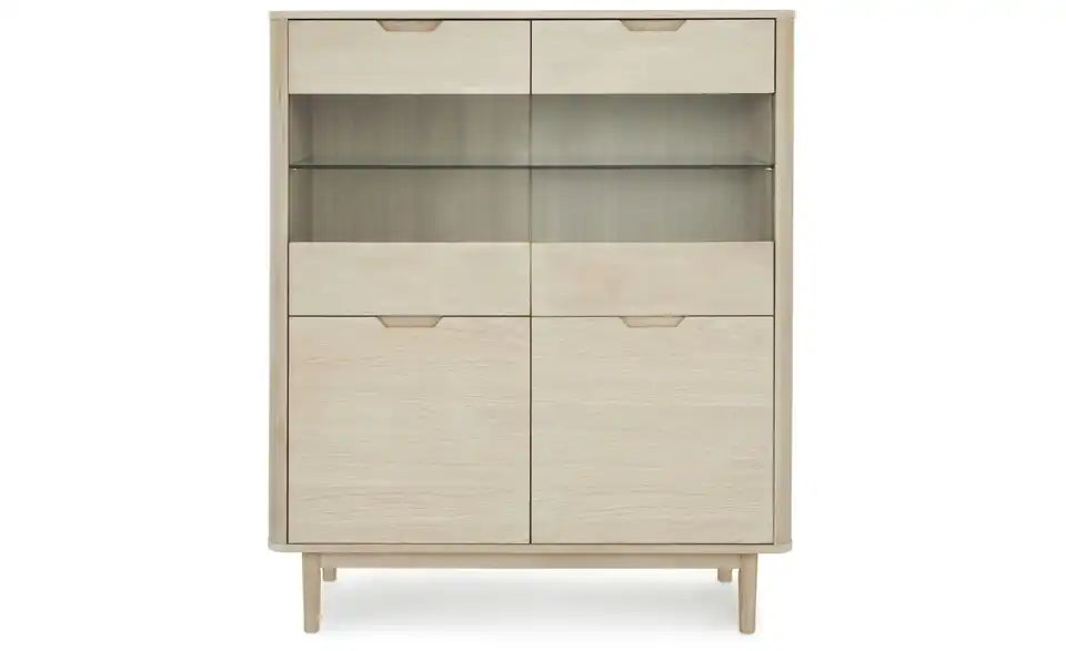 Furnhouse Highboard Nahaufnahme Fach – Einlegeboden verstellbar, Eiche bianco – Furnhouse