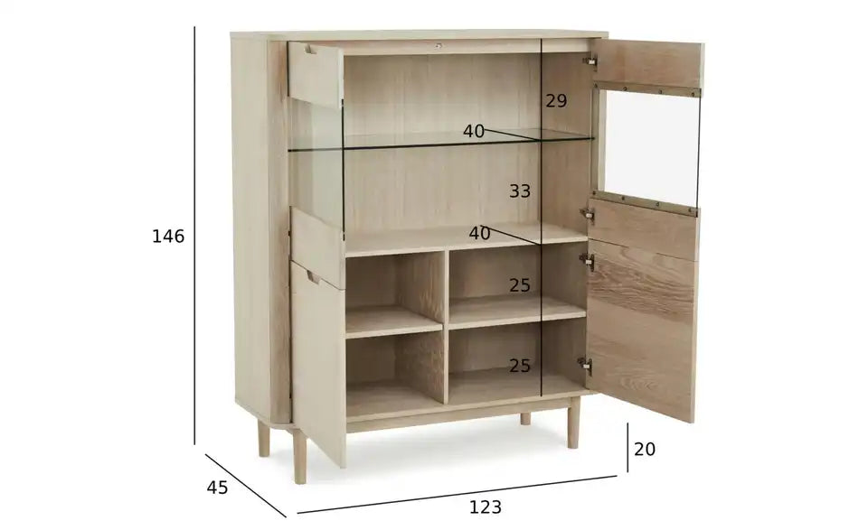 Furnhouse Highboard Detailansicht Fuß – Massivholz Eiche bianco, 4-Fußgestell – Furnhouse