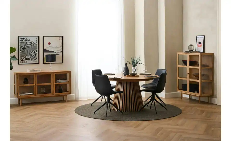 Furnhouse Highboard Gesamtansicht – Eiche massiv mit Glastüren, Skandi-Stil – Furnhouse