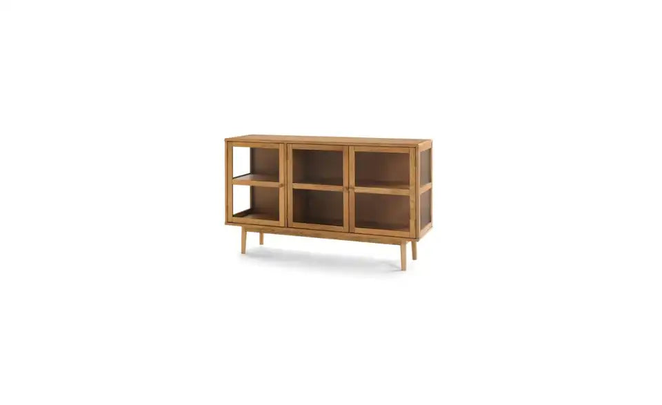 Furnhouse Sideboard Seitenansicht – Gehärtetes Glas, Eichenfurnier – Furnhouse