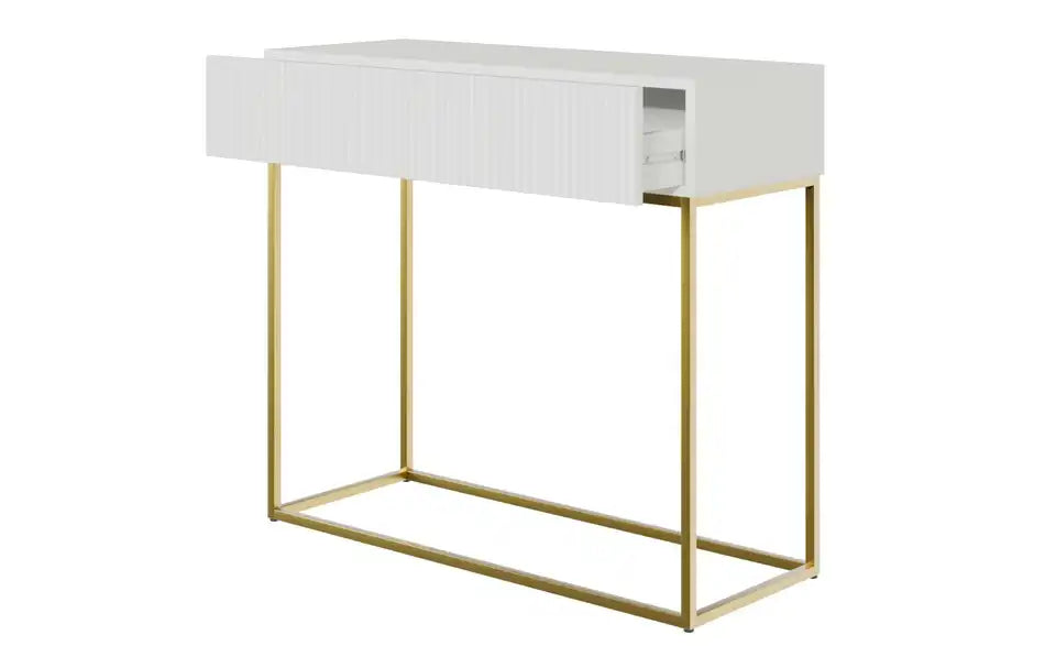 Selsey Konsolentisch Veldio im Raum – Konsolentisch Weiß/Gold, Glamour-Design – Selsey