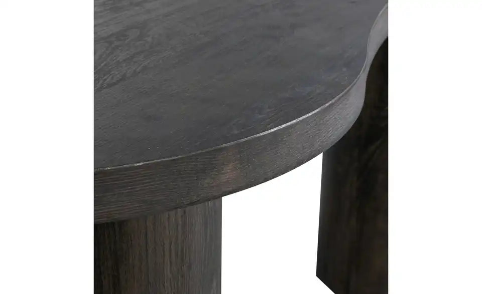 WOOOD Konsole Schraegansicht – Sonderform, BHL 150x70x75 cm, Dunkelbraun – WOOOD